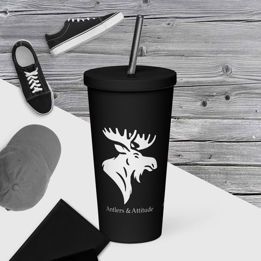 Antlers & Attitude | Insulated tumbler with a straw